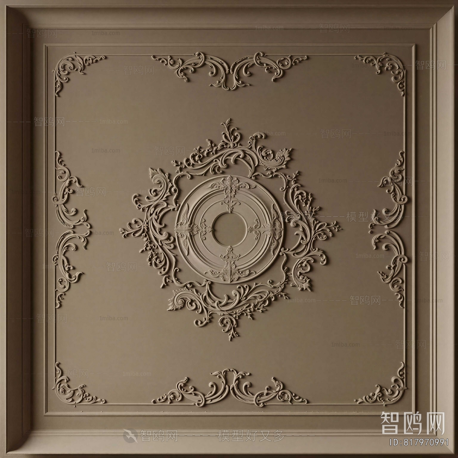 French Style Plaster Carved Top Plate