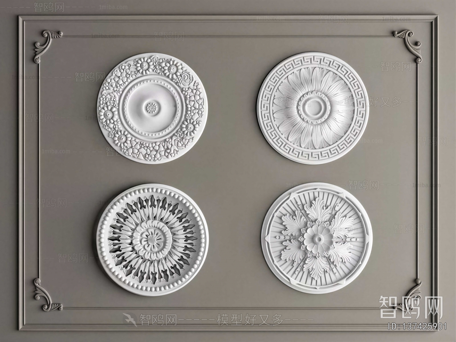 European Style Plaster Carved Top Plate