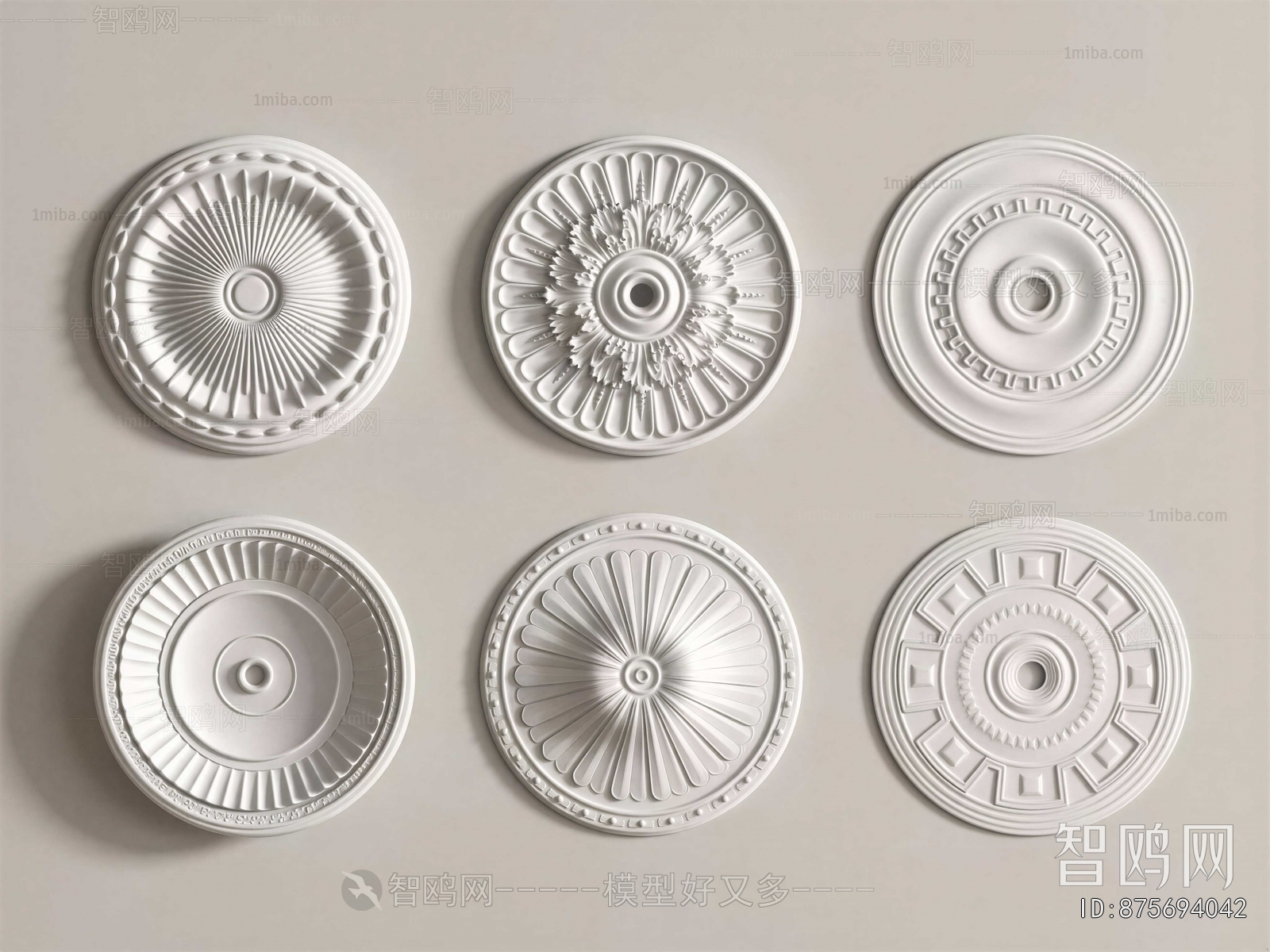 European Style Plaster Carved Top Plate