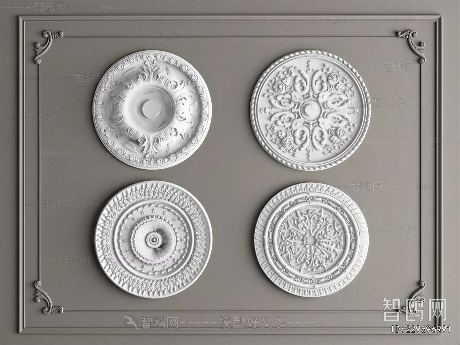 European Style Plaster Carved Top Plate