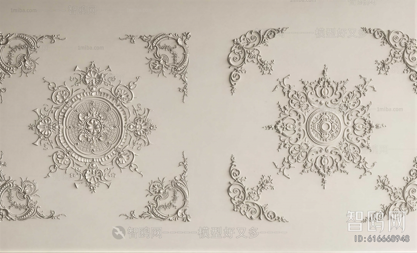 European Style Plaster Carved Top Plate
