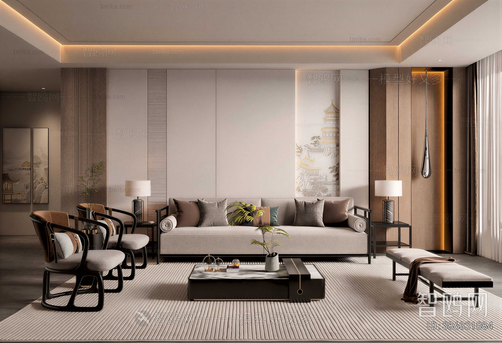New Chinese Style A Living Room