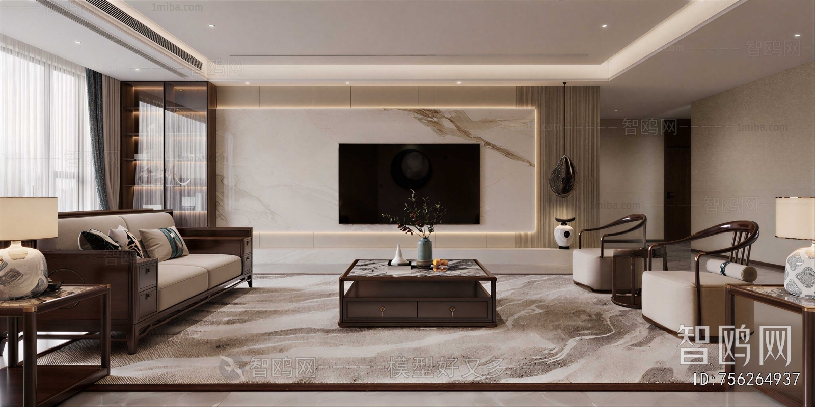 New Chinese Style A Living Room