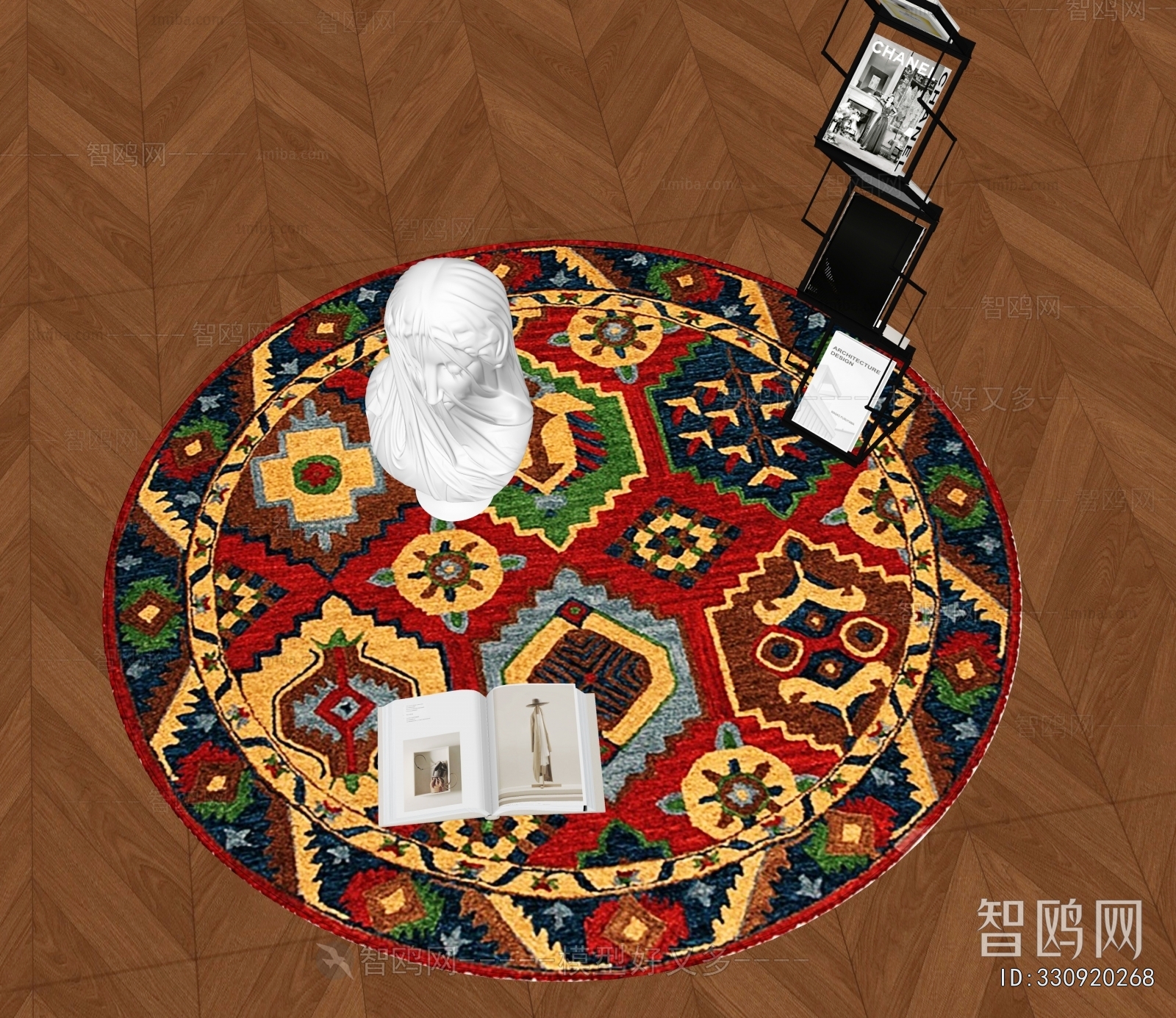 Retro Style Circular Carpet