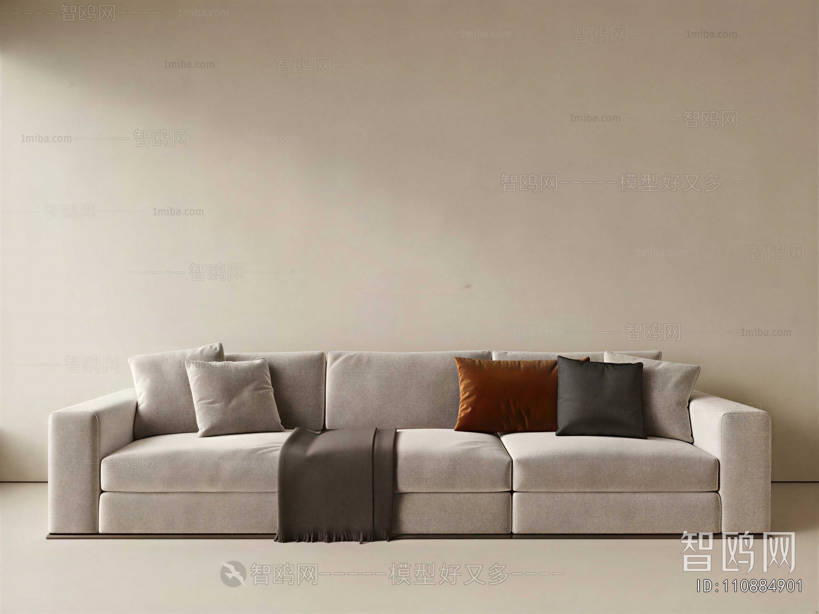 New Chinese Style Three-seat Sofa