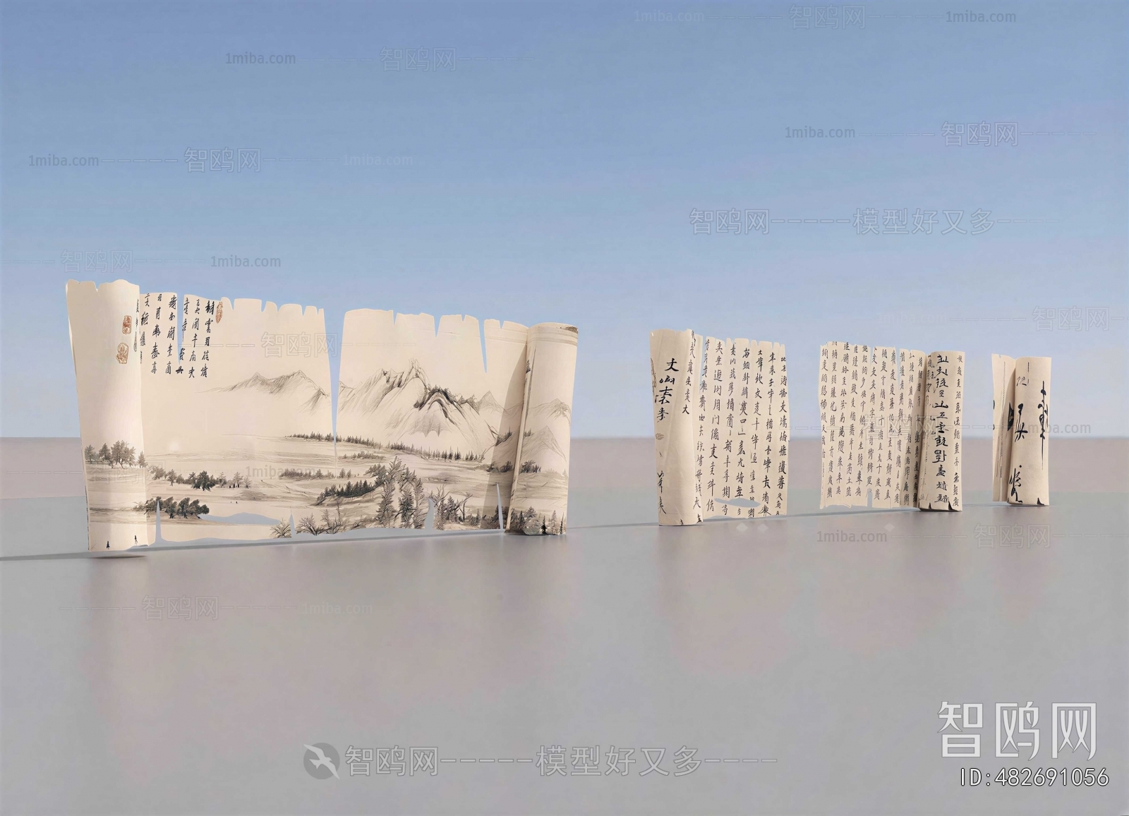 New Chinese Style Sculpture Sketch