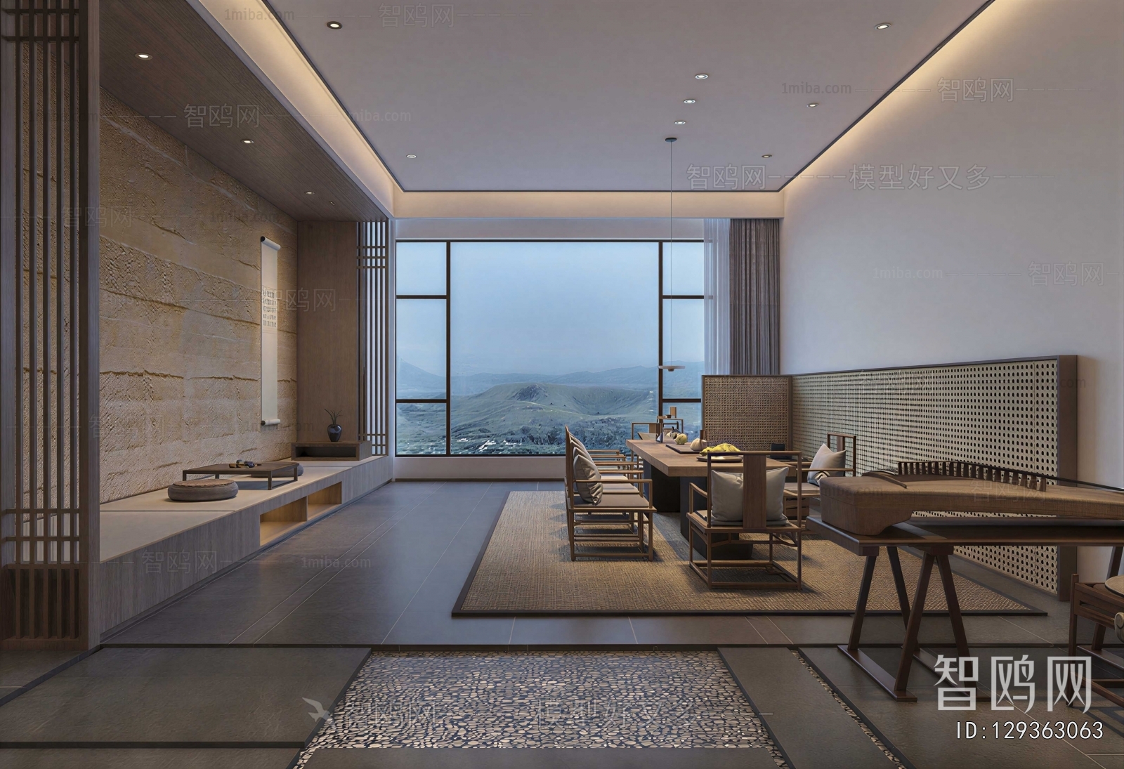 New Chinese Style Office Living Room