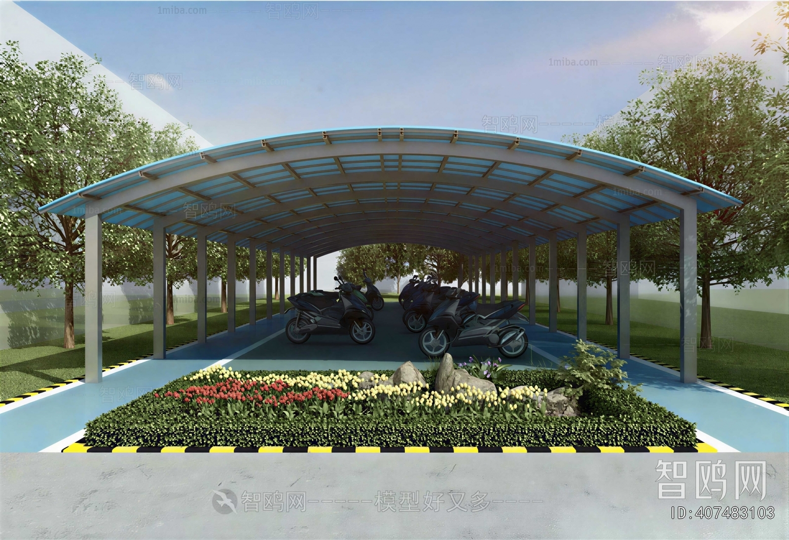 Modern Outdoor Parking Lot