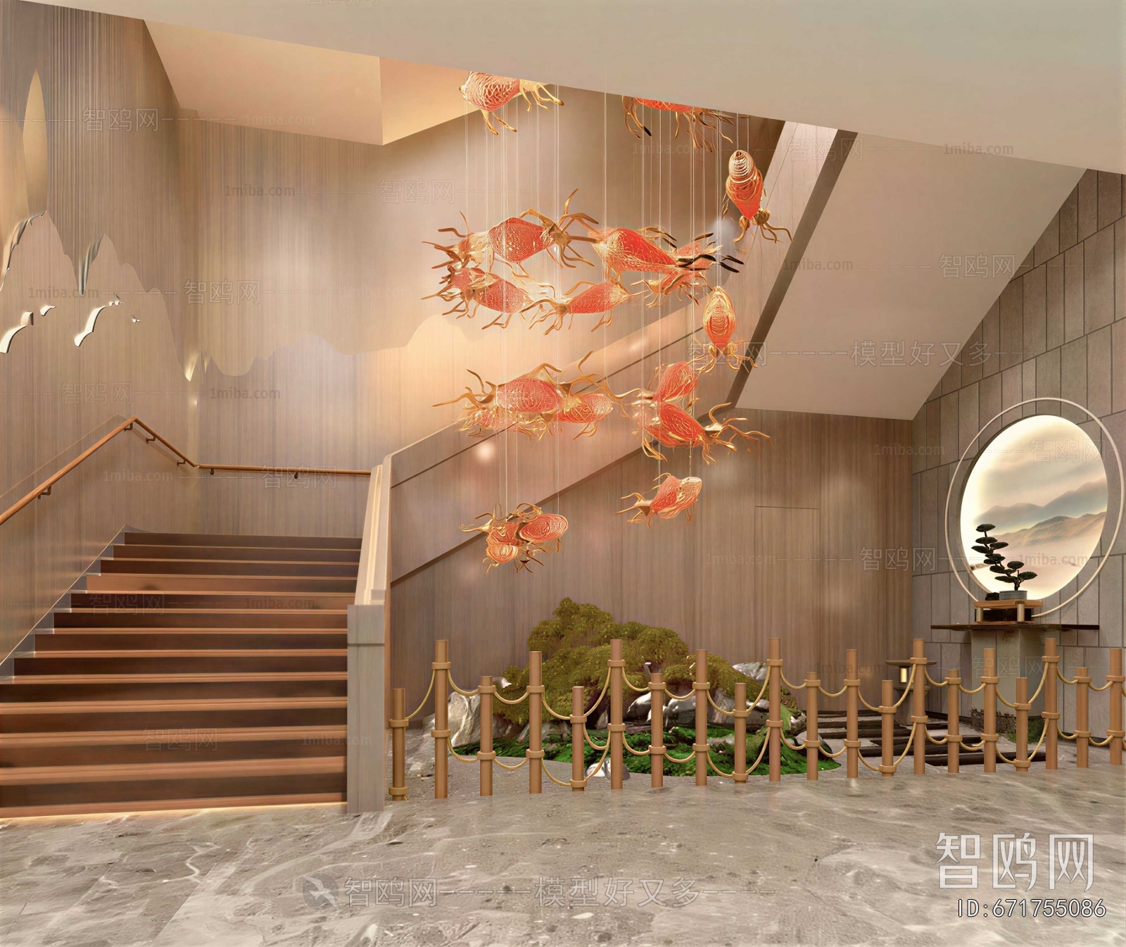 New Chinese Style Retro Style Corridor/elevator Hall