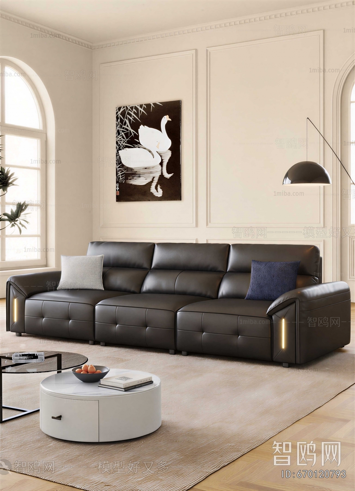 Modern Wabi-sabi Style Three-seat Sofa