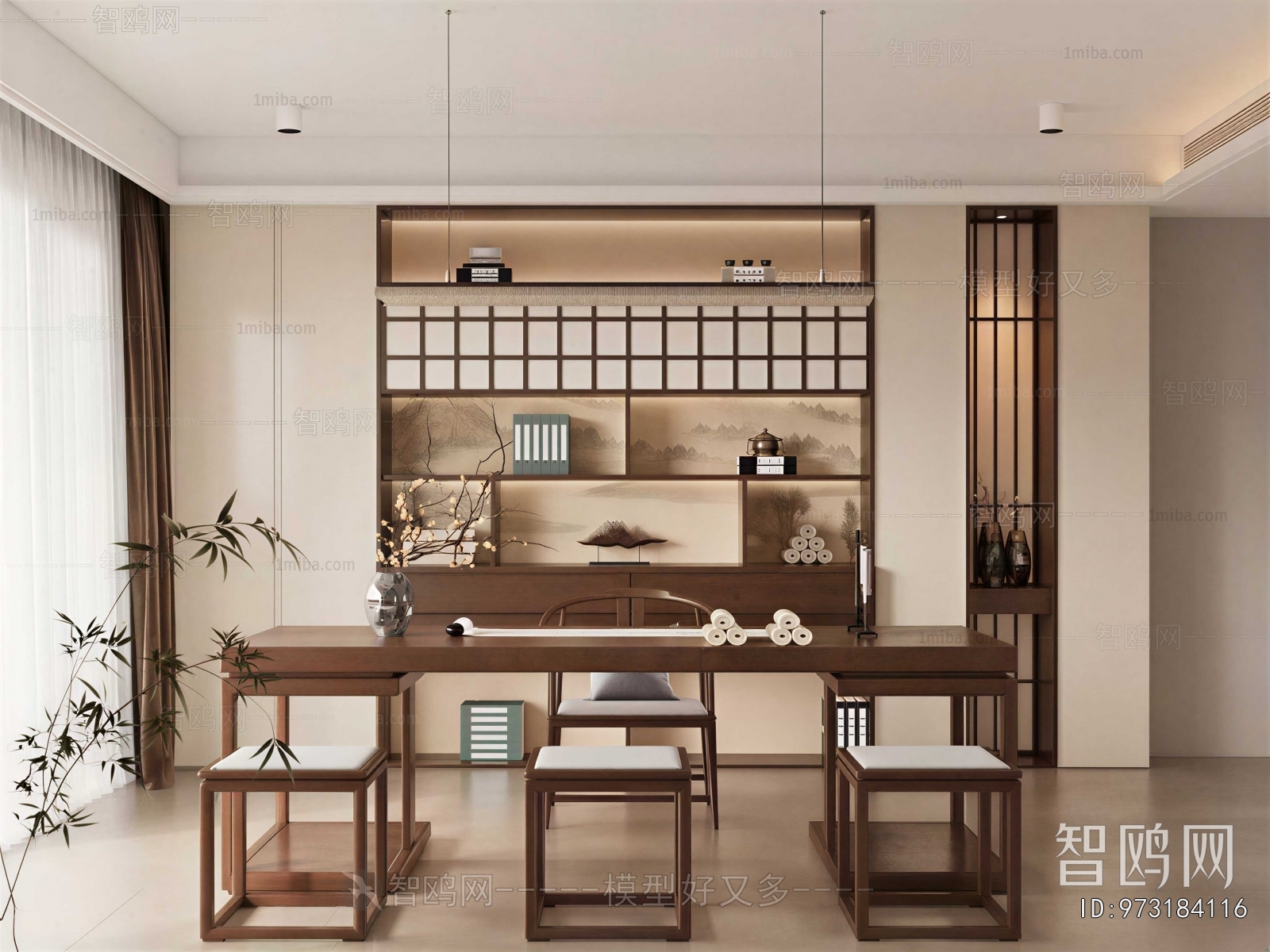 New Chinese Style Computer Desk And Chair