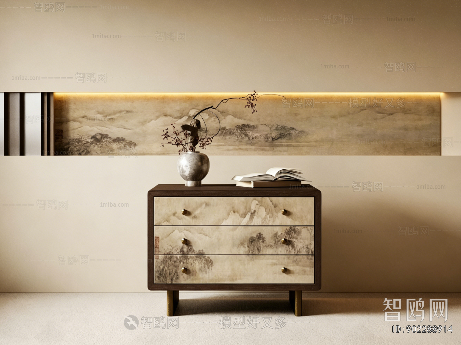 New Chinese Style Bedside Cupboard