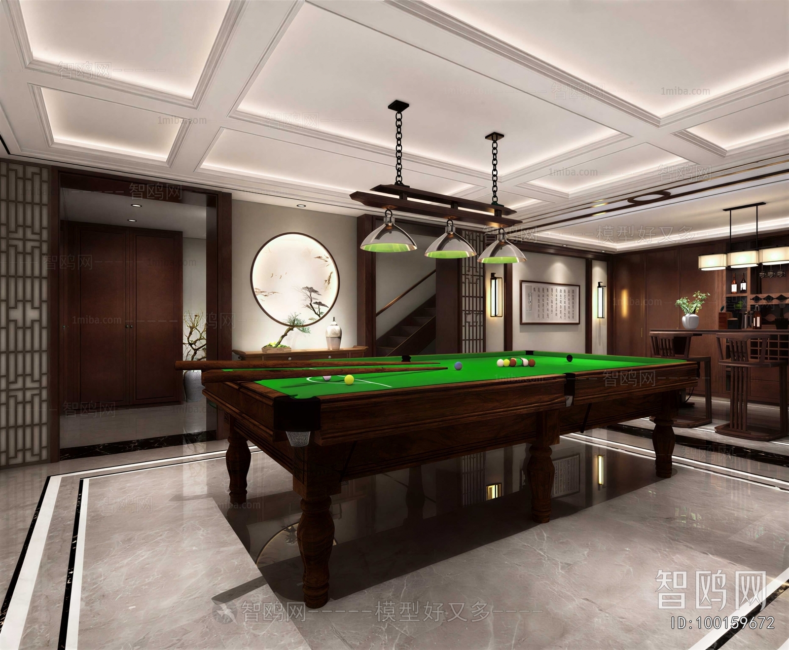New Chinese Style Billiards Room