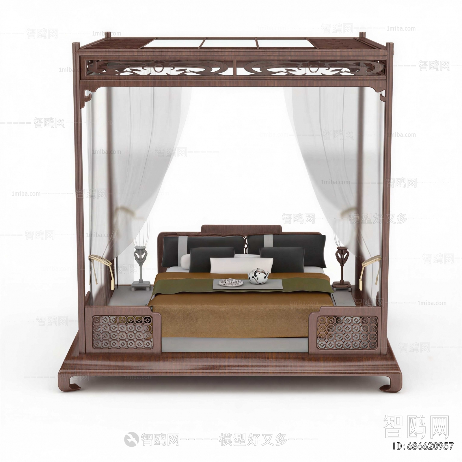 New Chinese Style Double Bed