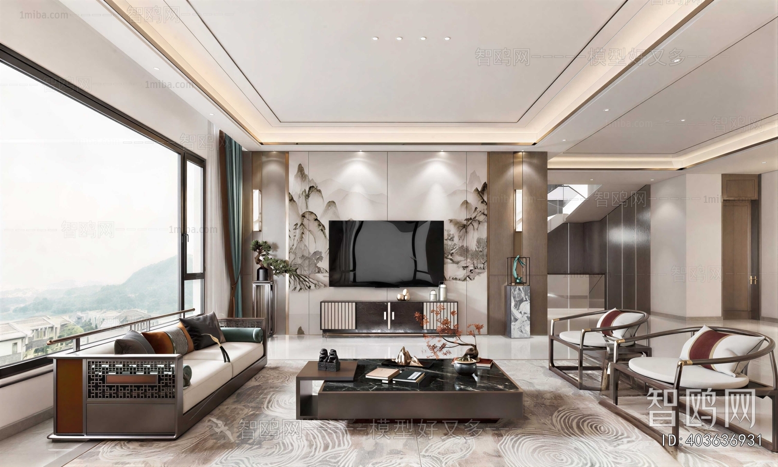 New Chinese Style A Living Room