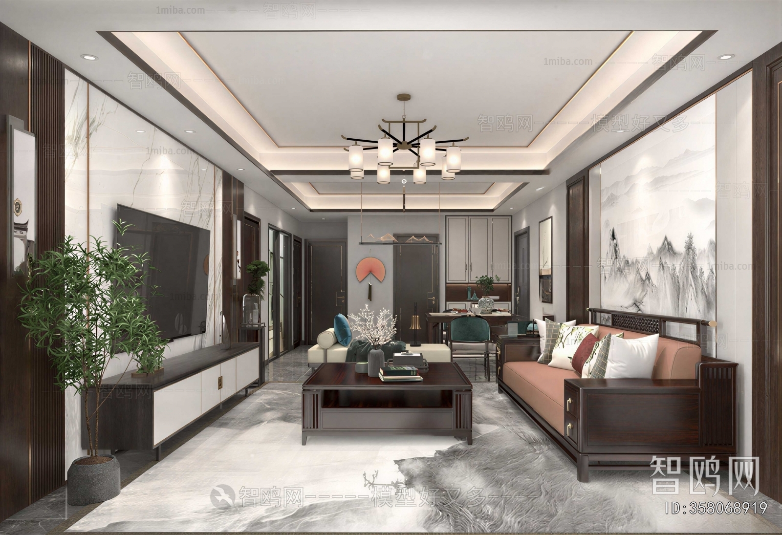 New Chinese Style A Living Room