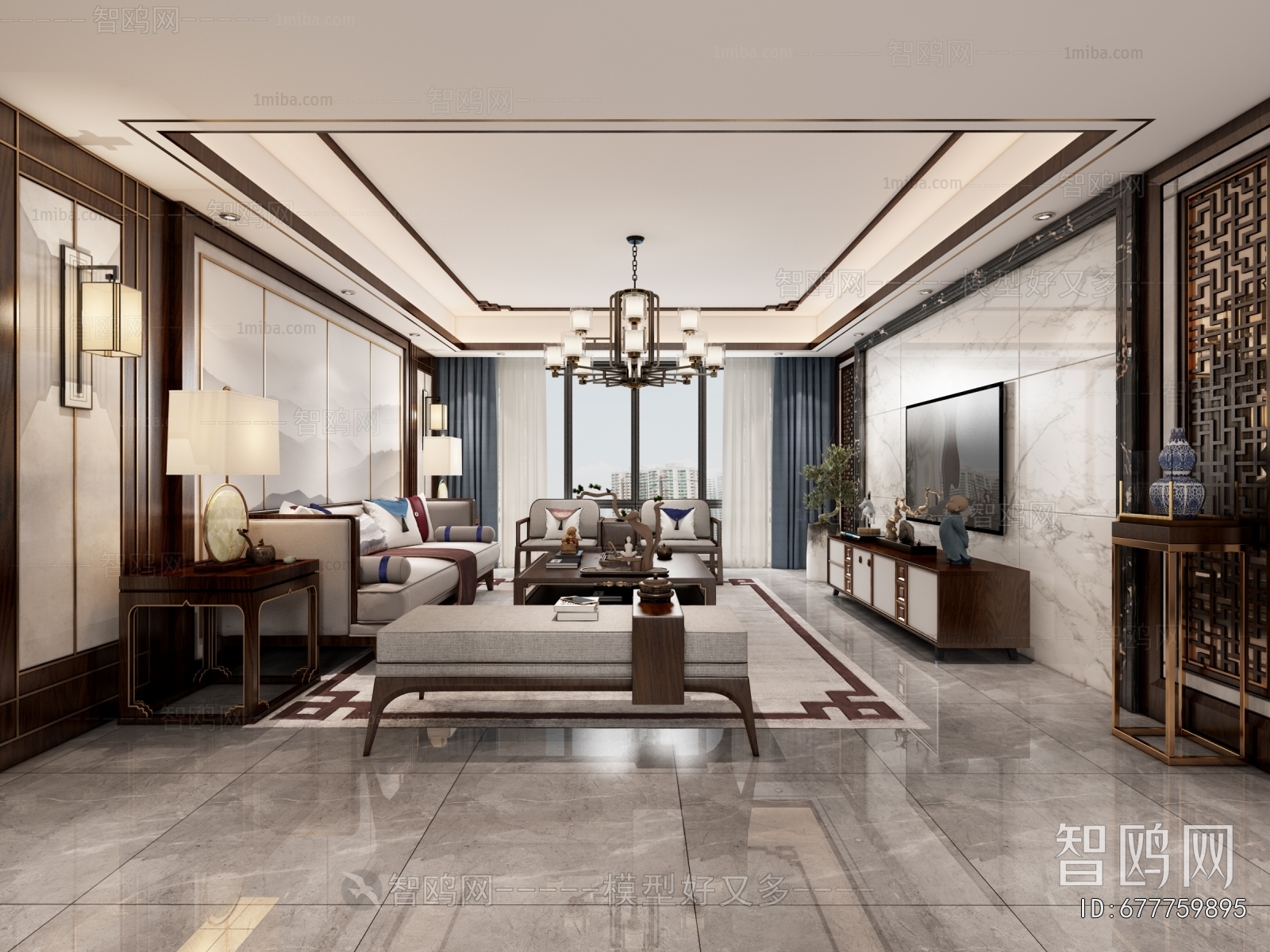 New Chinese Style A Living Room