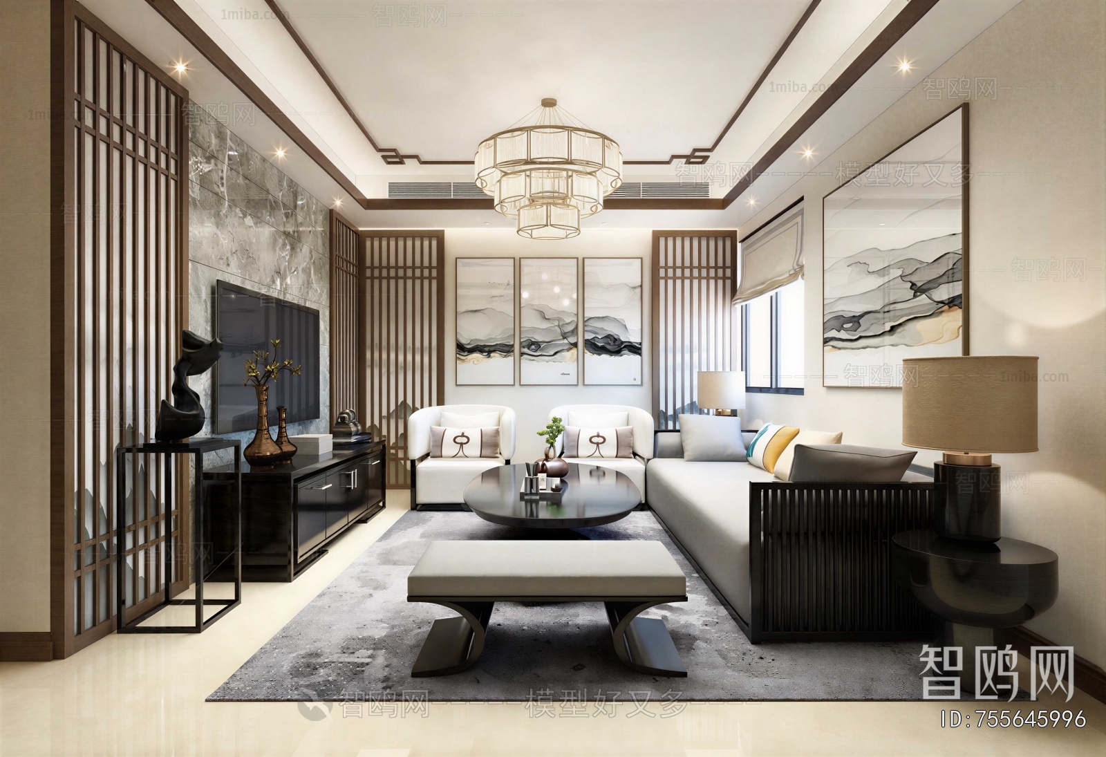 New Chinese Style A Living Room
