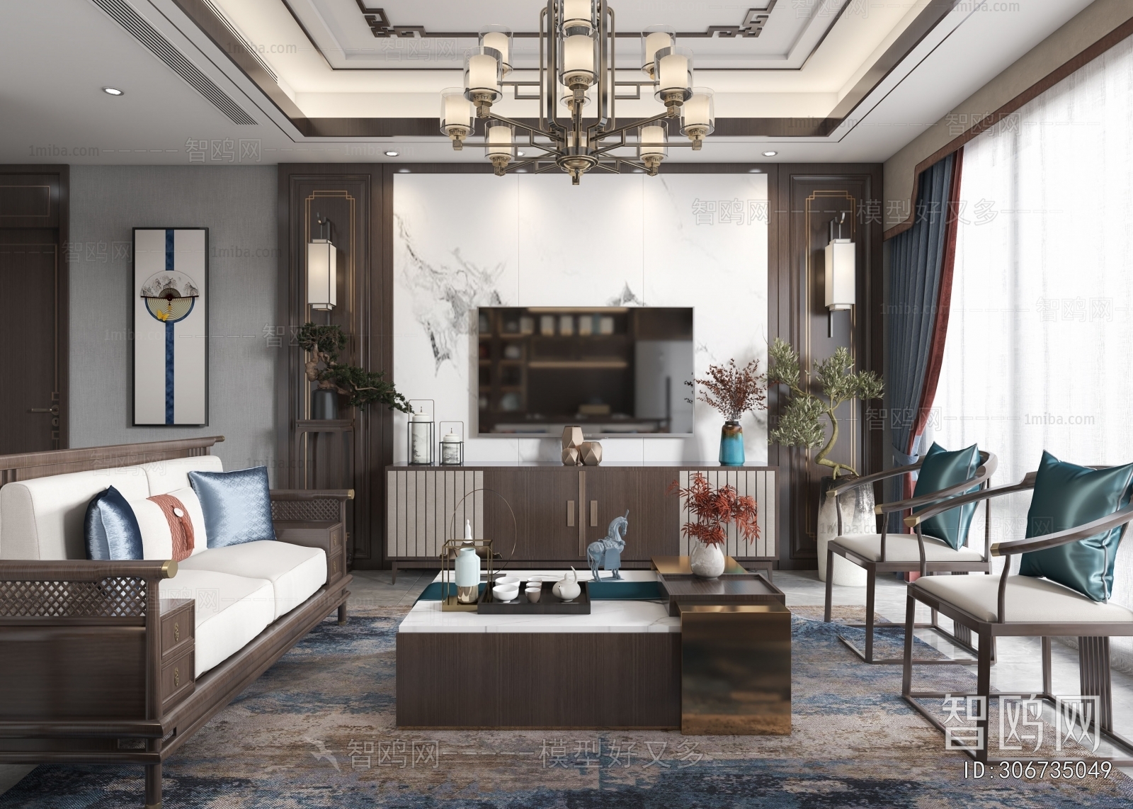New Chinese Style A Living Room