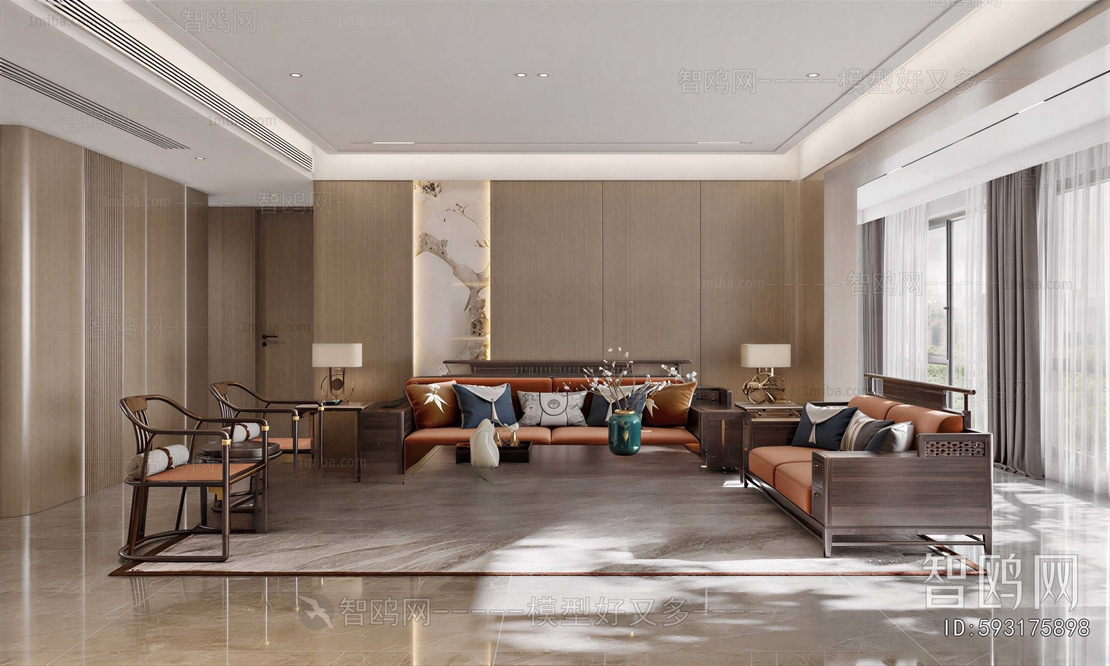 New Chinese Style A Living Room