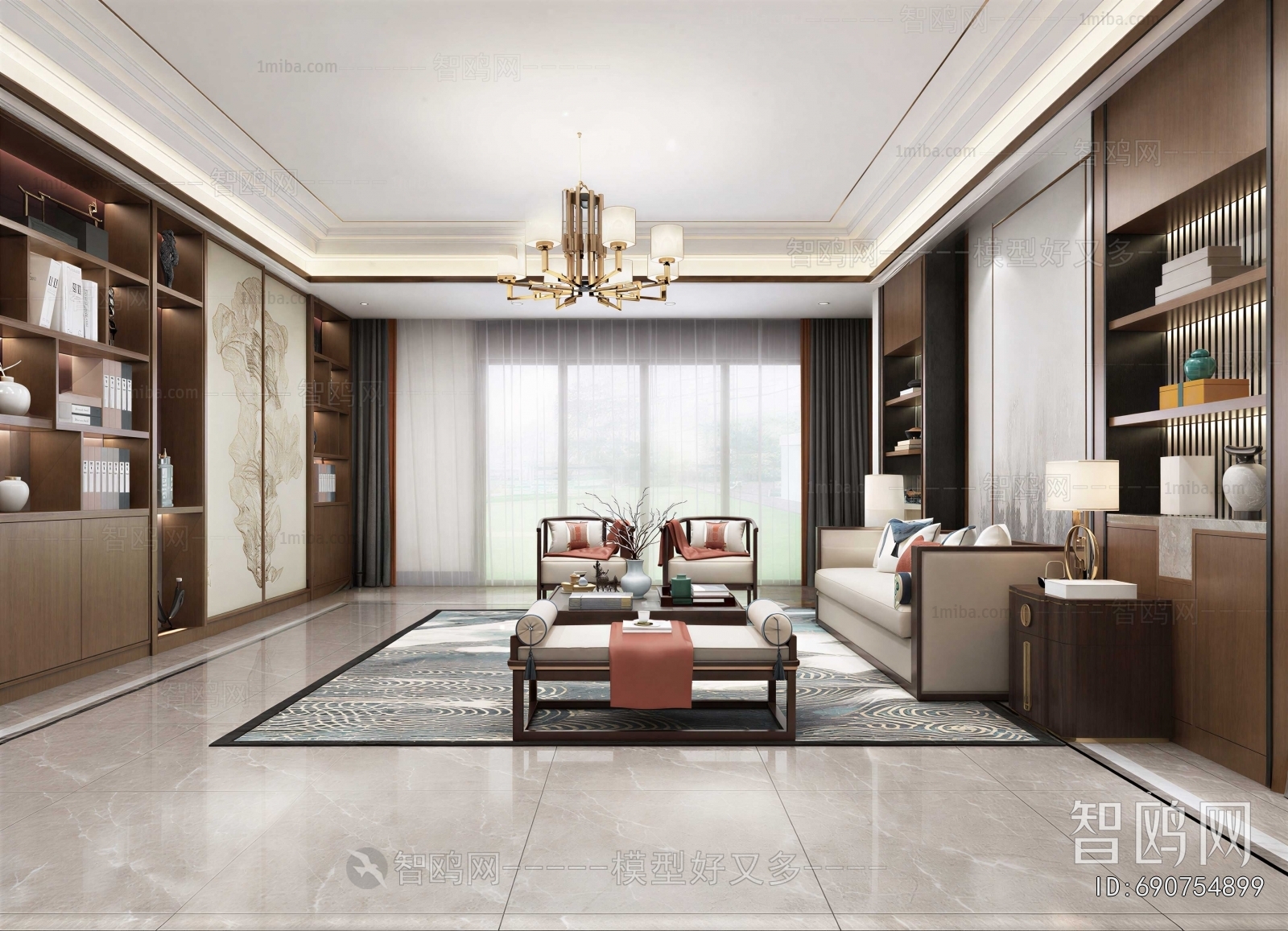 New Chinese Style A Living Room