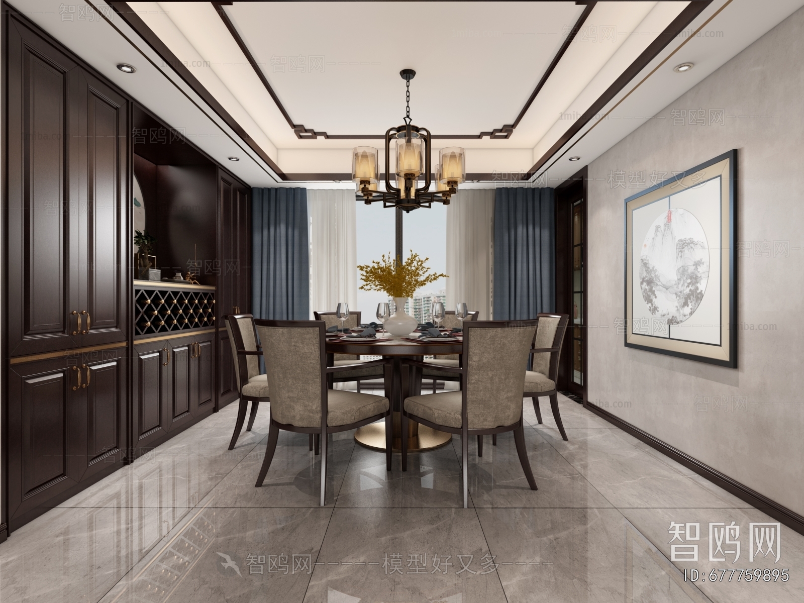New Chinese Style A Living Room