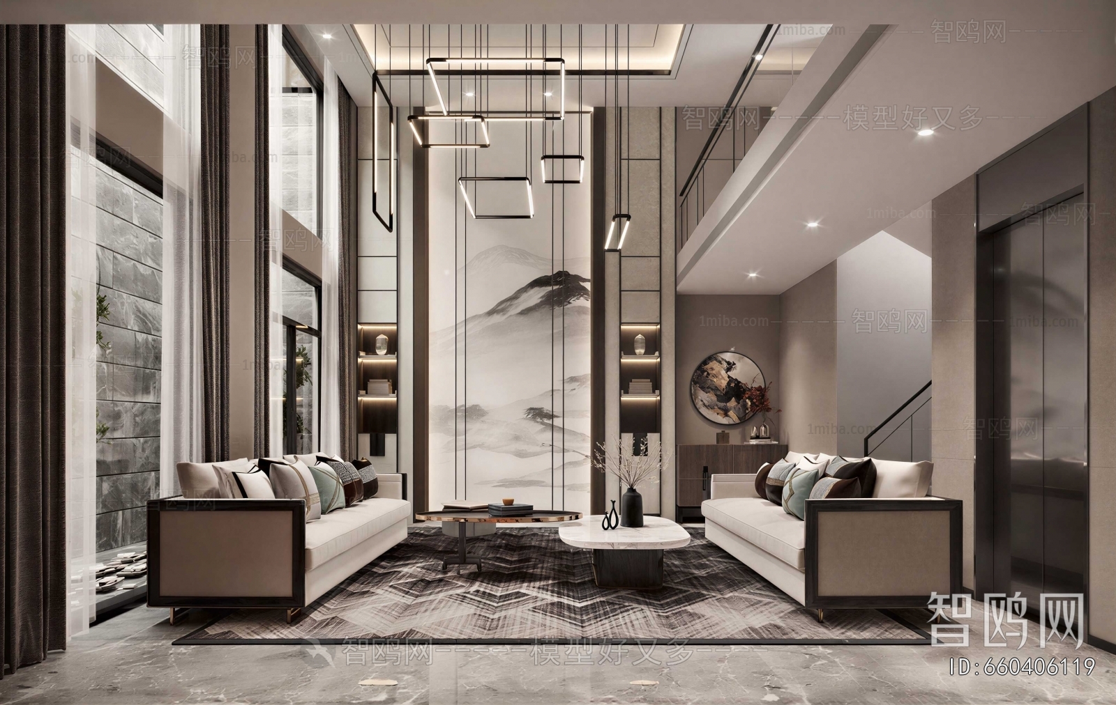 New Chinese Style A Living Room