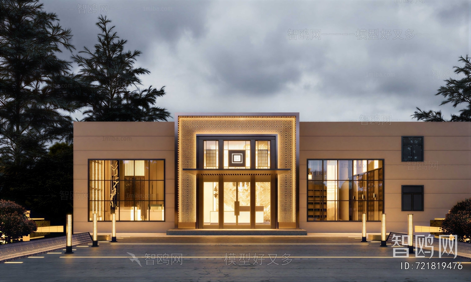 New Chinese Style Appearance Of Commercial Building
