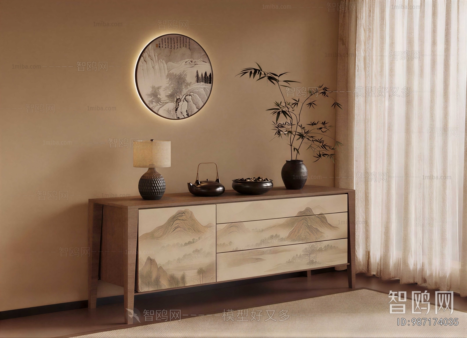 New Chinese Style Side Cabinet