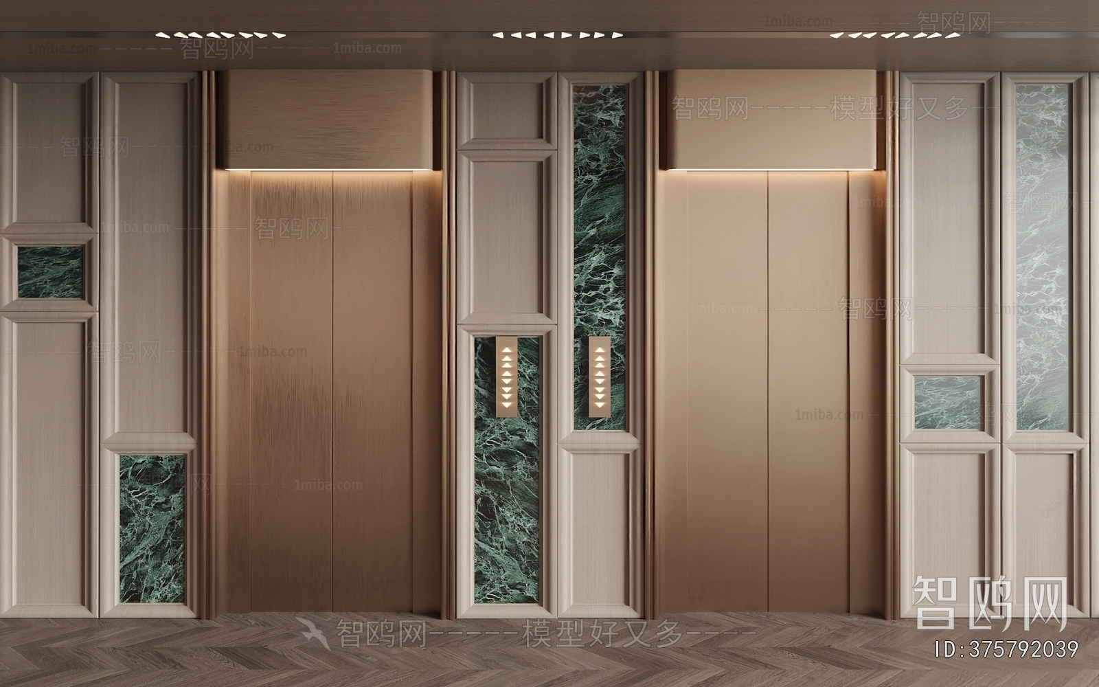 New Chinese Style Office Elevator Hall