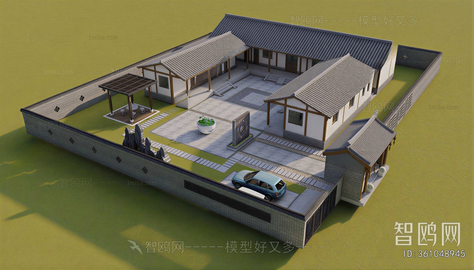 New Chinese Style Architectural Bird's-eye View Planning