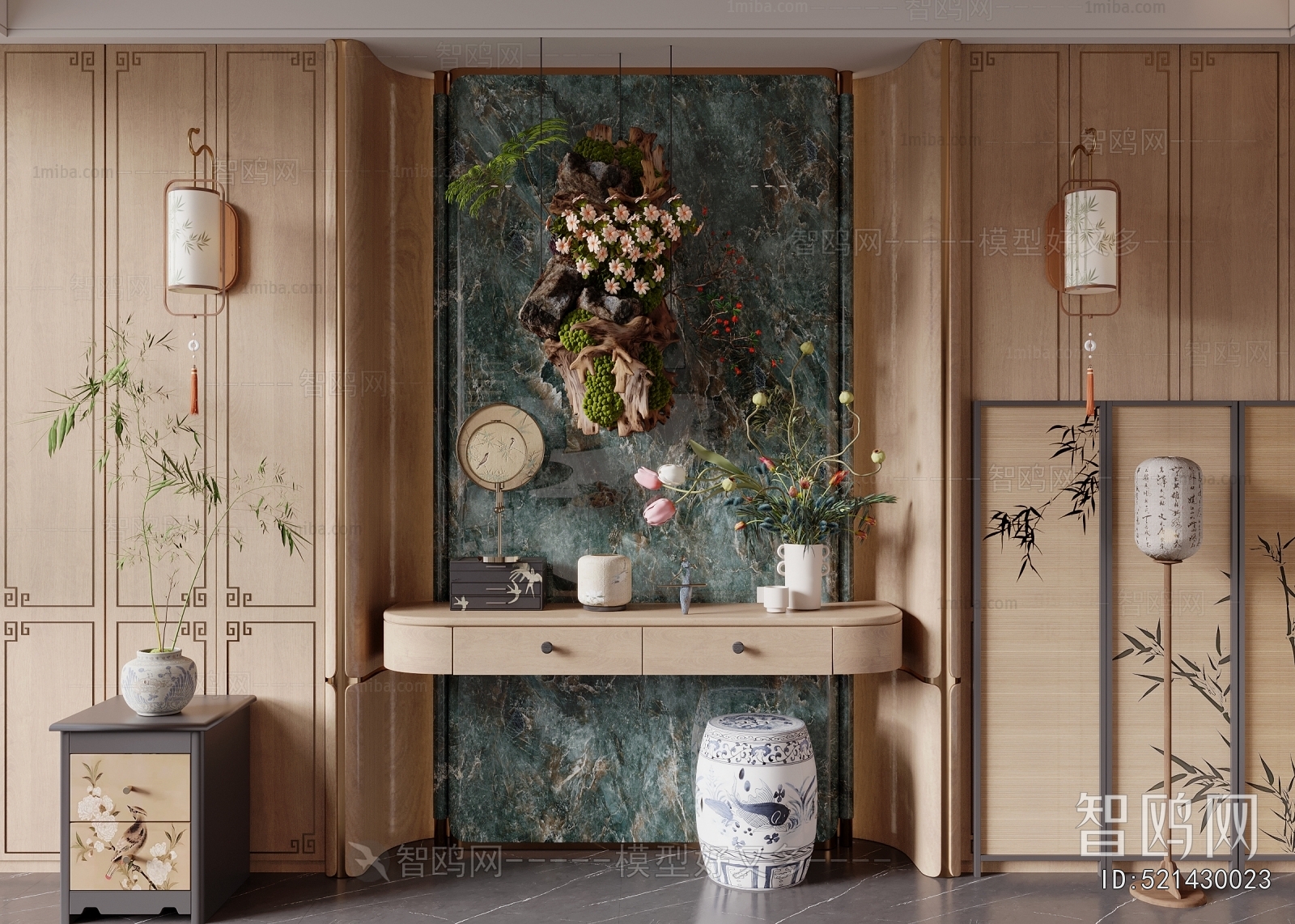 New Chinese Style Entrance Cabinet