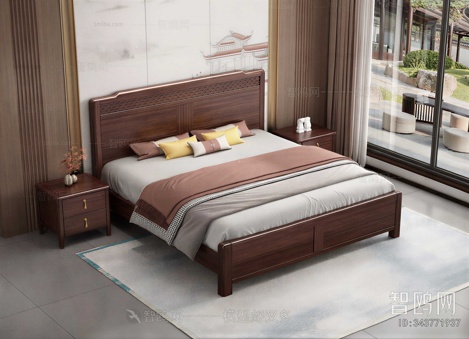 New Chinese Style Double Bed