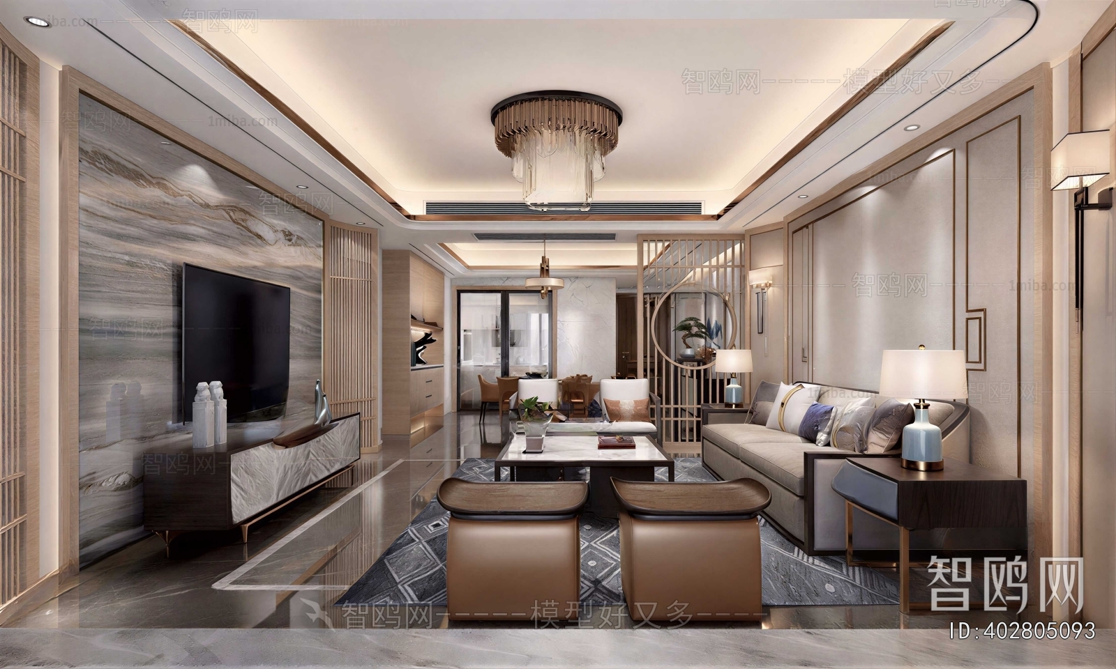 New Chinese Style A Living Room