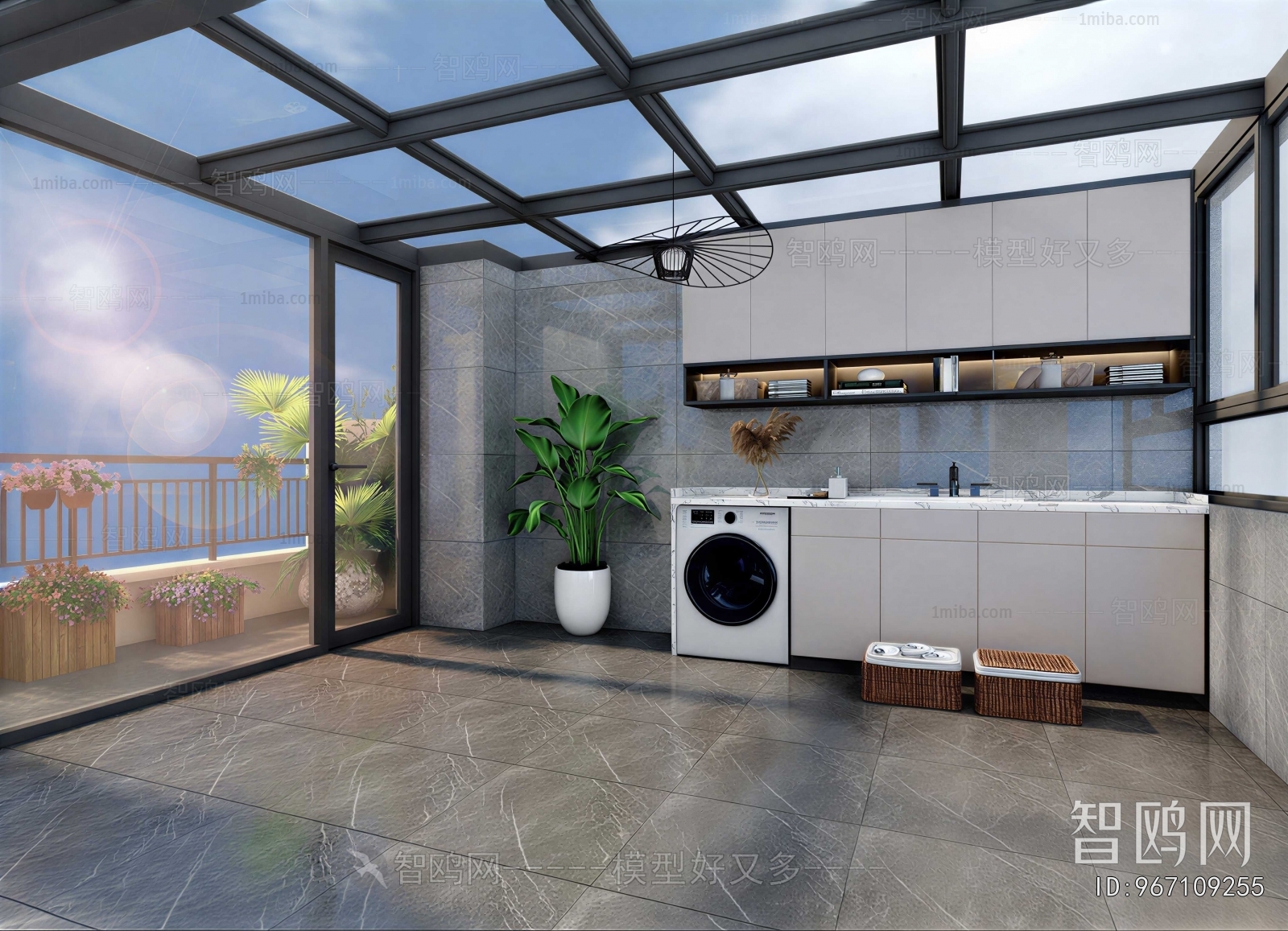 Modern Balcony Laundry Room