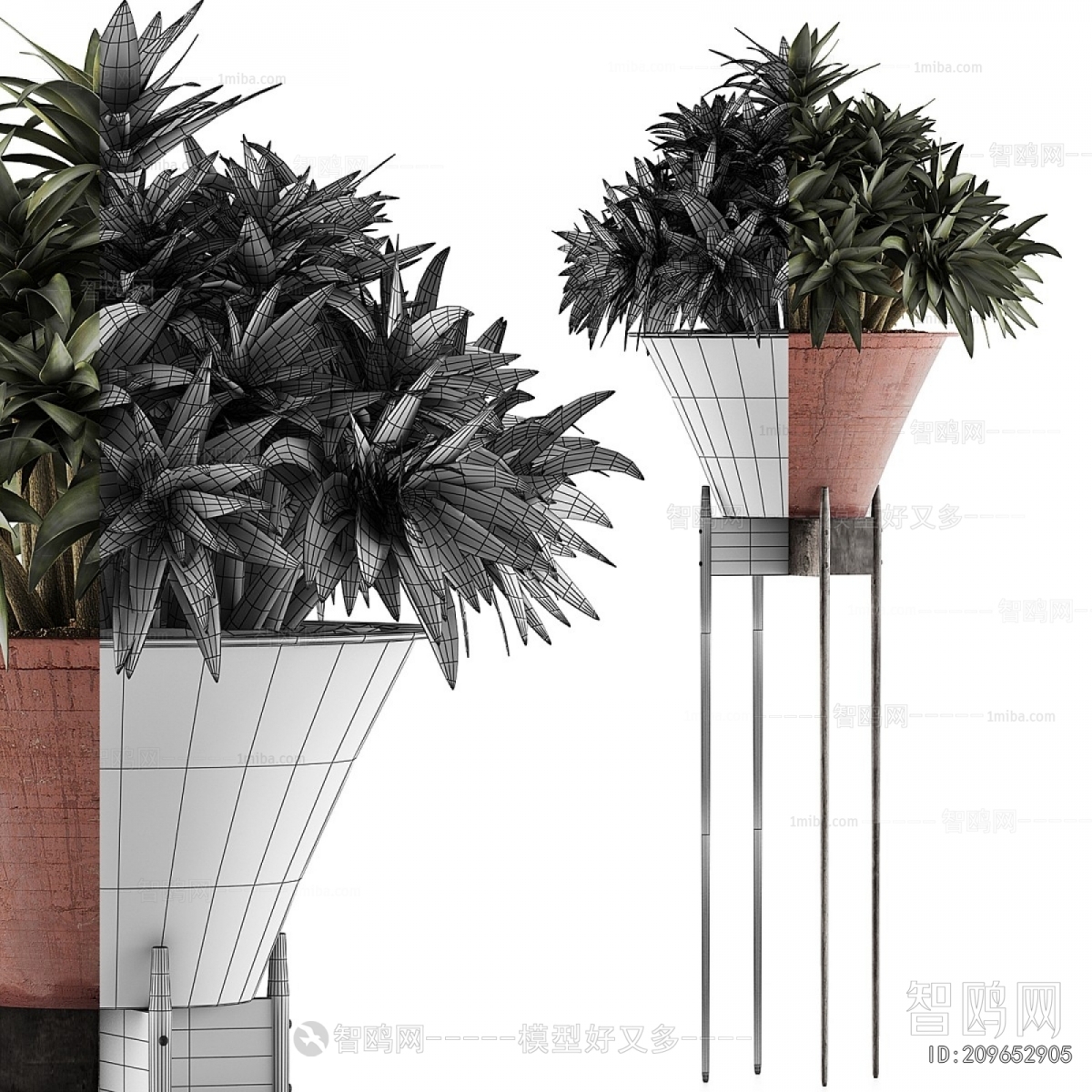 Modern Potted Green Plant