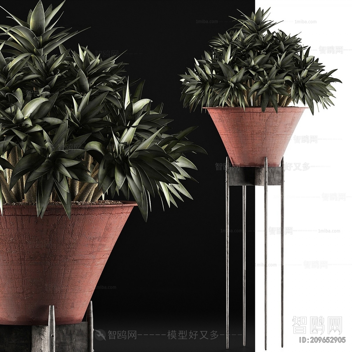 Modern Potted Green Plant
