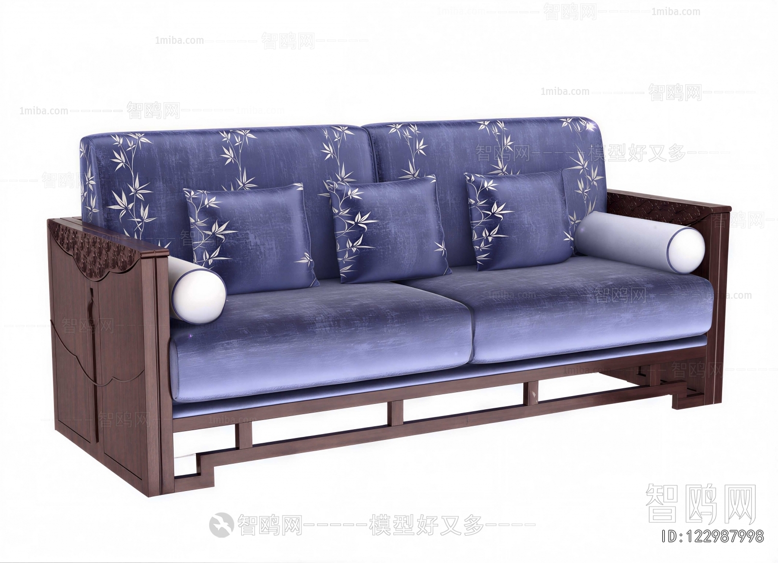 New Chinese Style Three-seat Sofa
