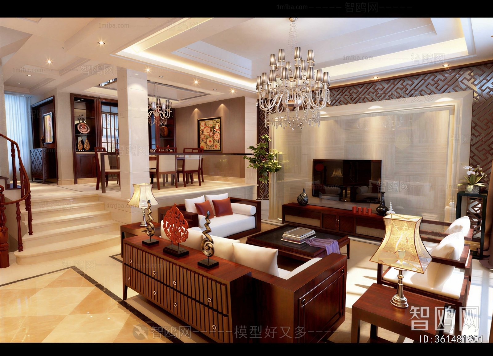 New Chinese Style A Living Room