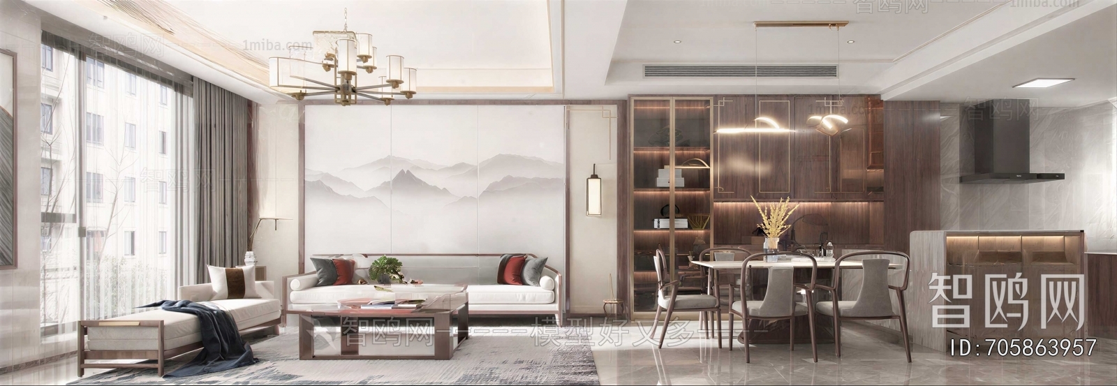 New Chinese Style A Living Room