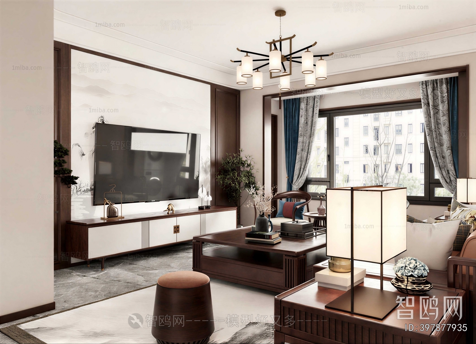 New Chinese Style A Living Room