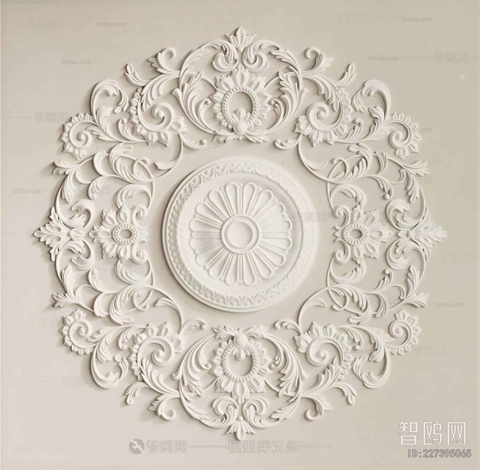 French Style Plaster Carved Top Plate
