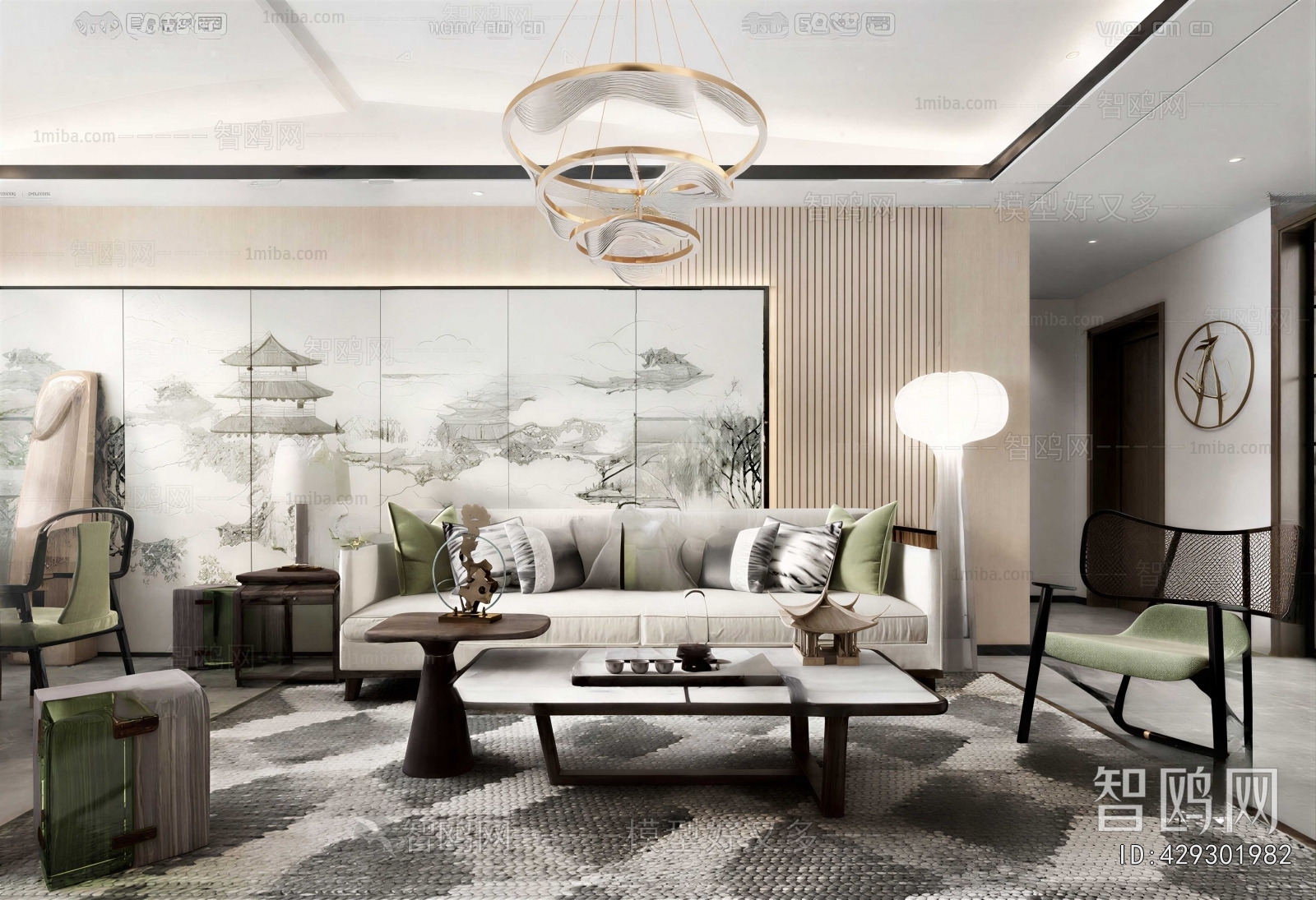 New Chinese Style A Living Room