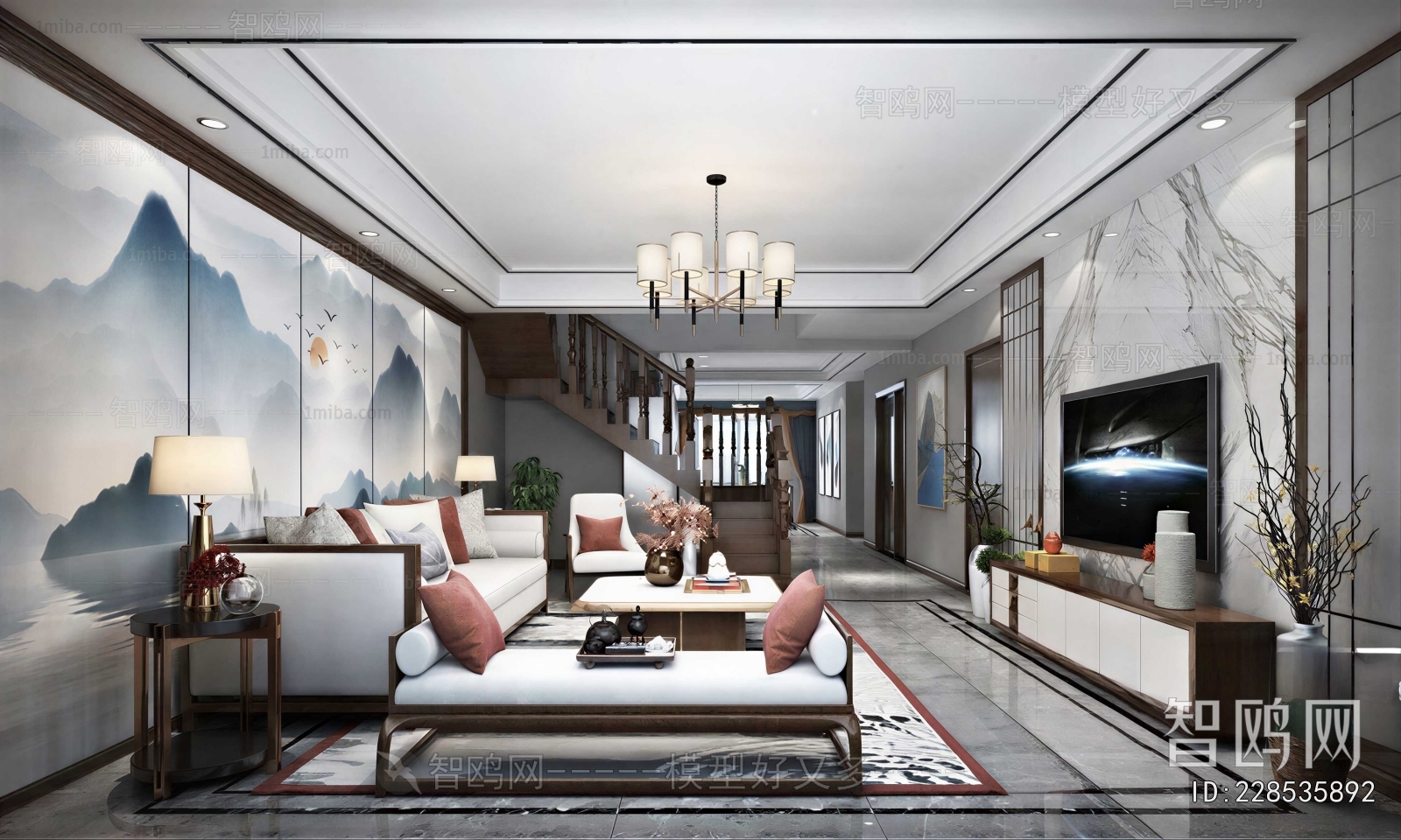 New Chinese Style A Living Room