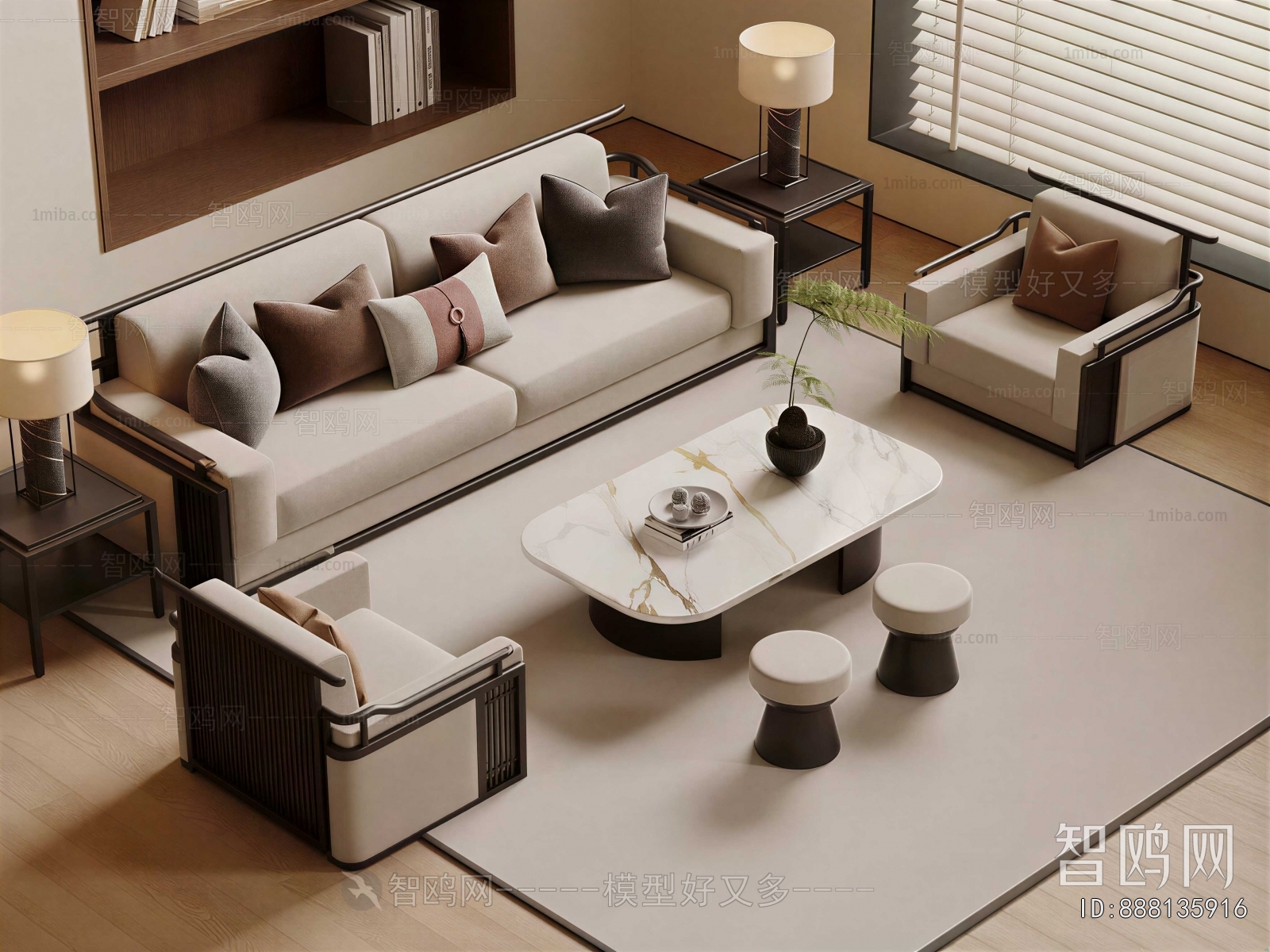 New Chinese Style Sofa Combination