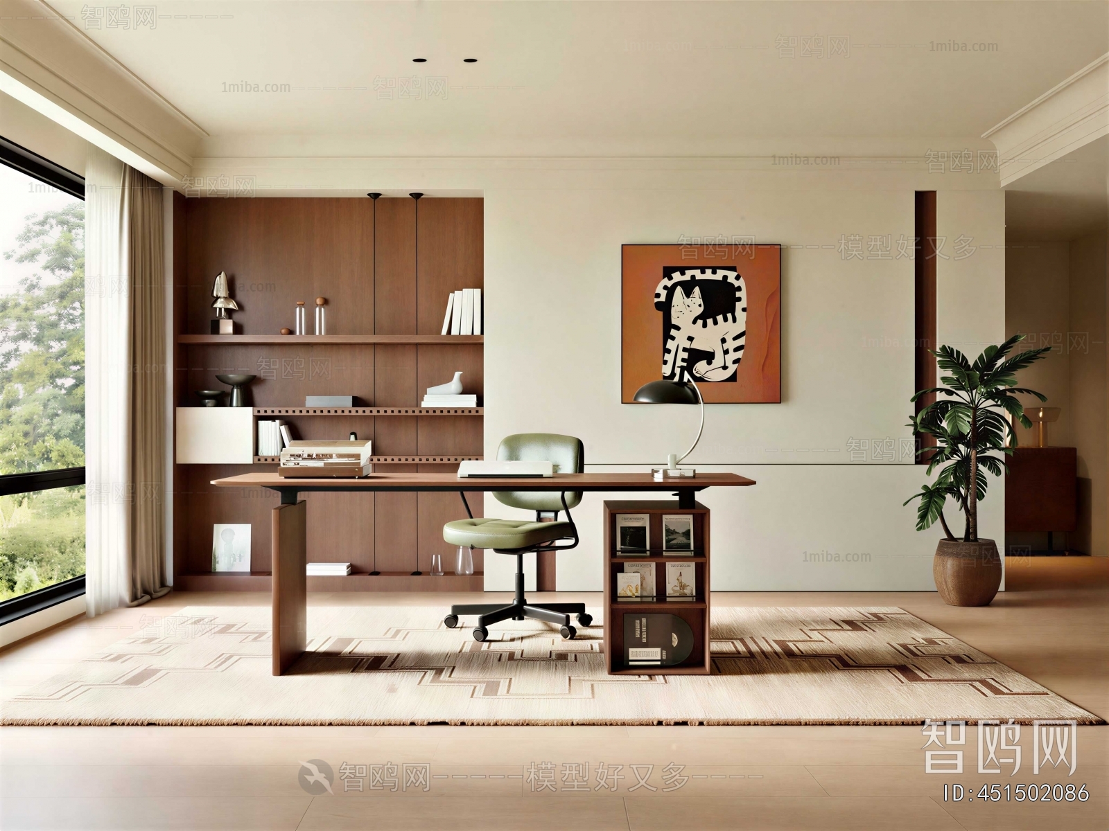 Modern Wabi-sabi Style Study Space