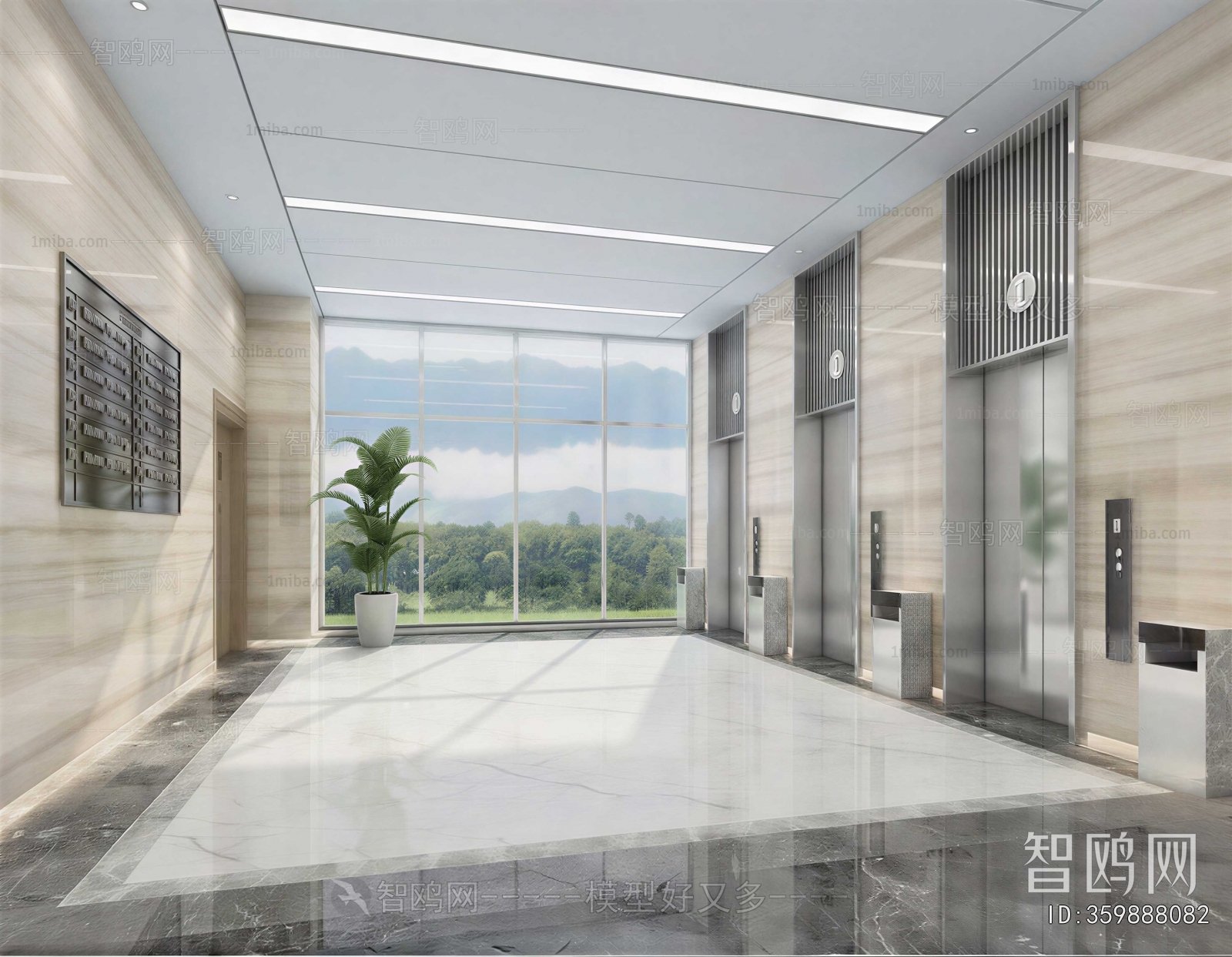 Modern Office Elevator Hall