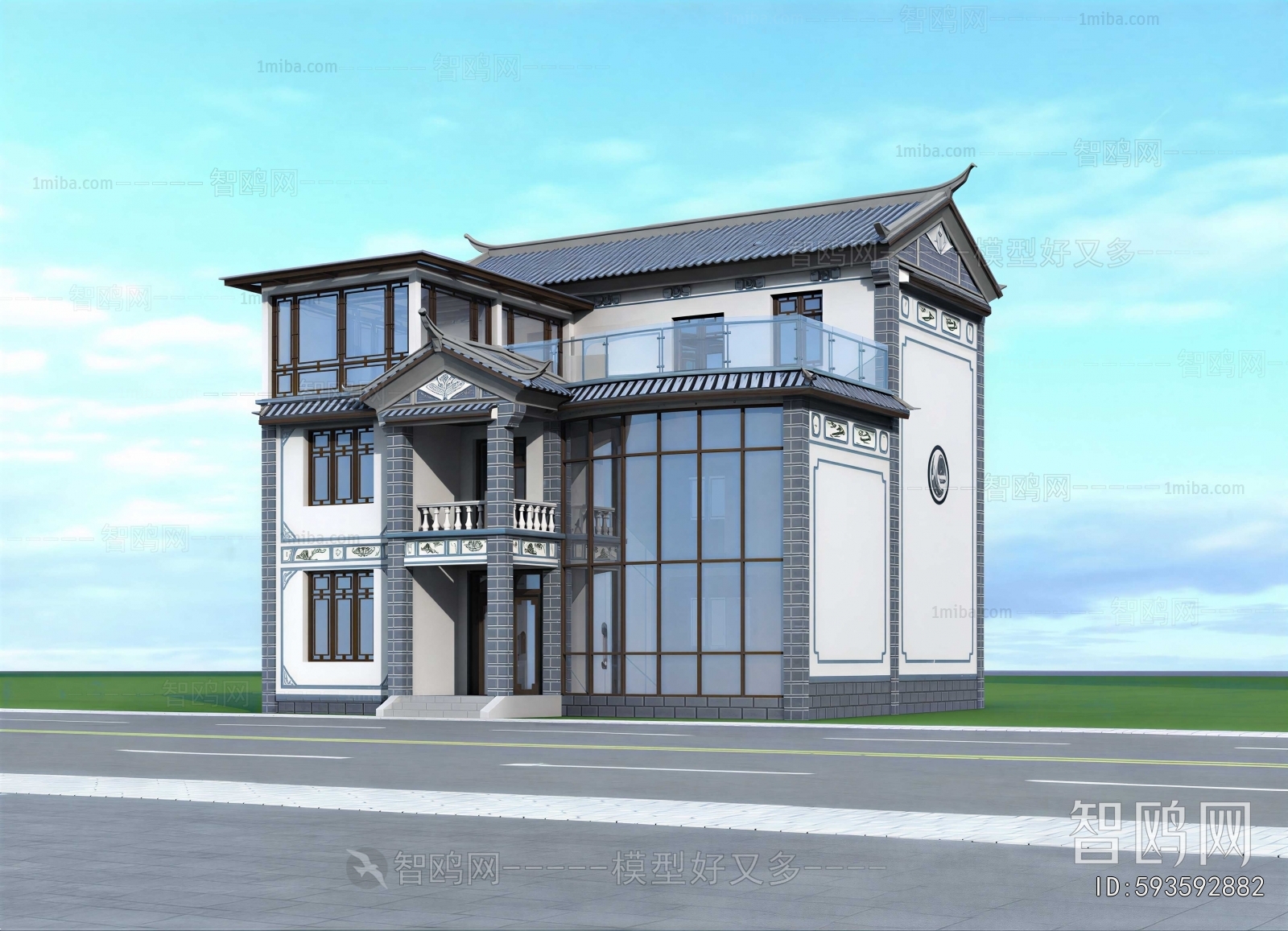 New Chinese Style Villa Appearance