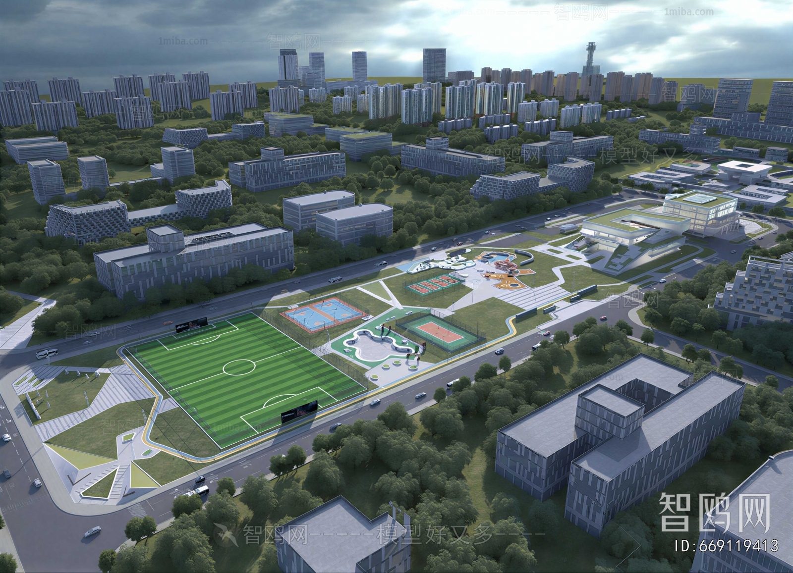Modern Architectural Bird's-eye View Planning