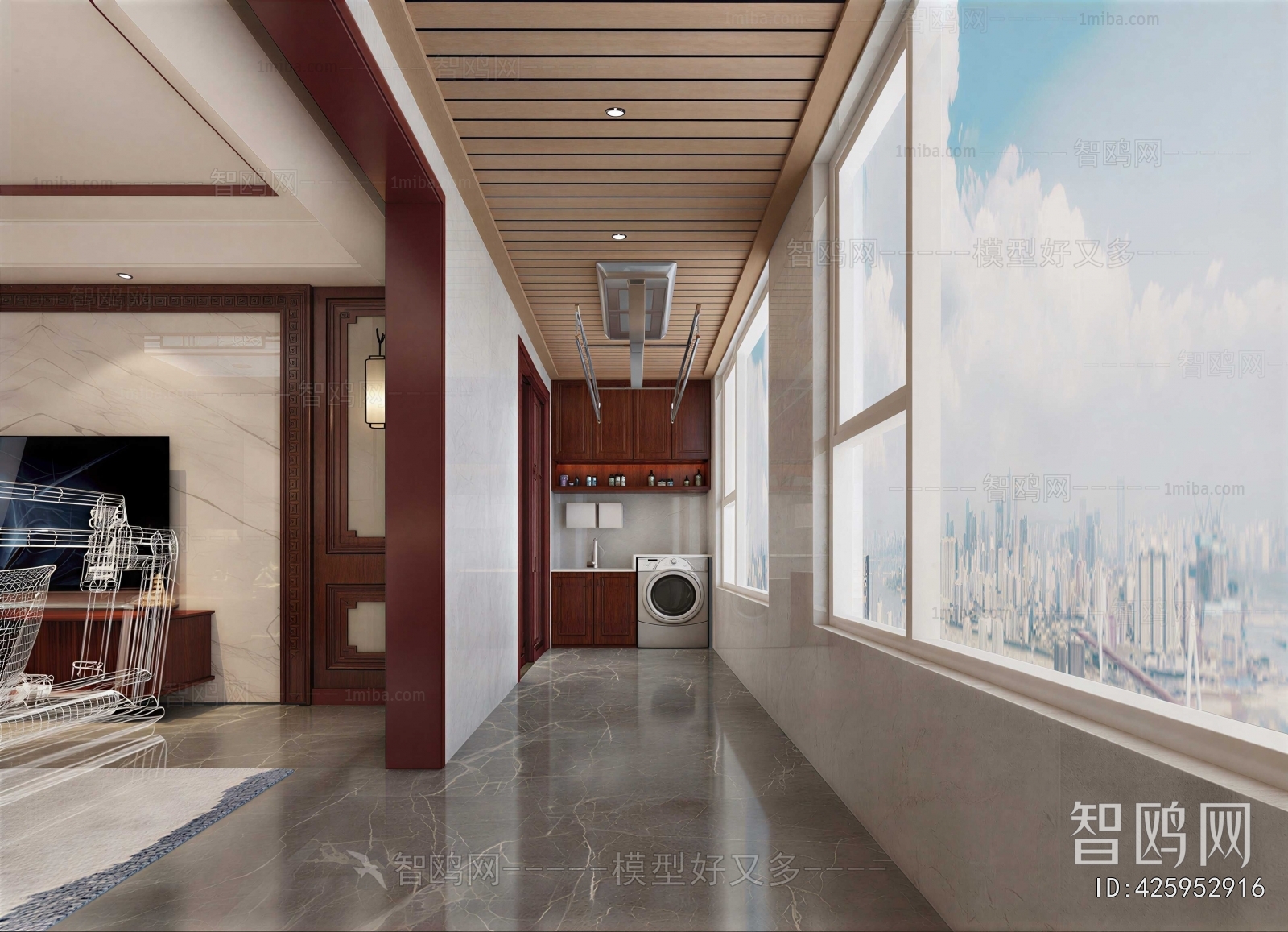 Modern Balcony Laundry Room